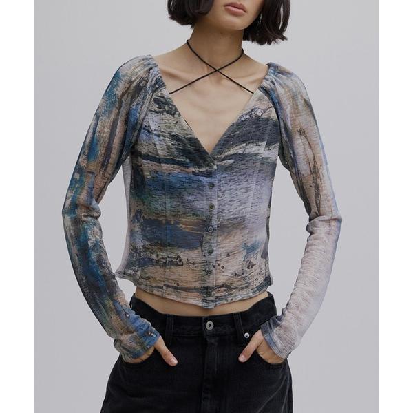 tシャツ PAINTED TEXTURE ART TOP レディース
