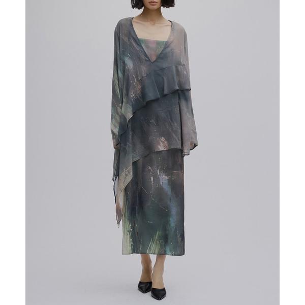 ドレス PAINTED TEXTURE ART LAYERED DRESS