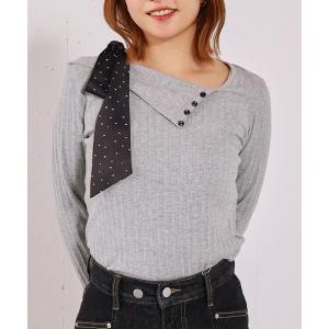tシャツ 肩リボンワンショルカットＴＯＰＳ レディース