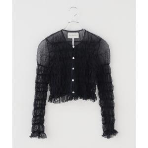 ニット セーター 「EUCHRONIA/ユークロニア」 Shirring lace cardigan レディース