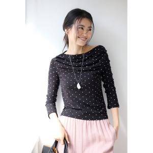 tシャツ ドットオフショルプルオーバー レディース