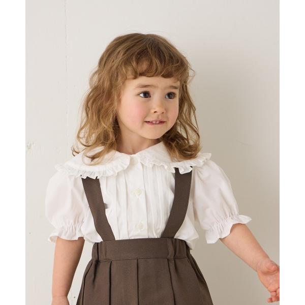 ブラウス シャツ ピンタックフリルカラー半袖ブラウス キッズ 子供服 女の子