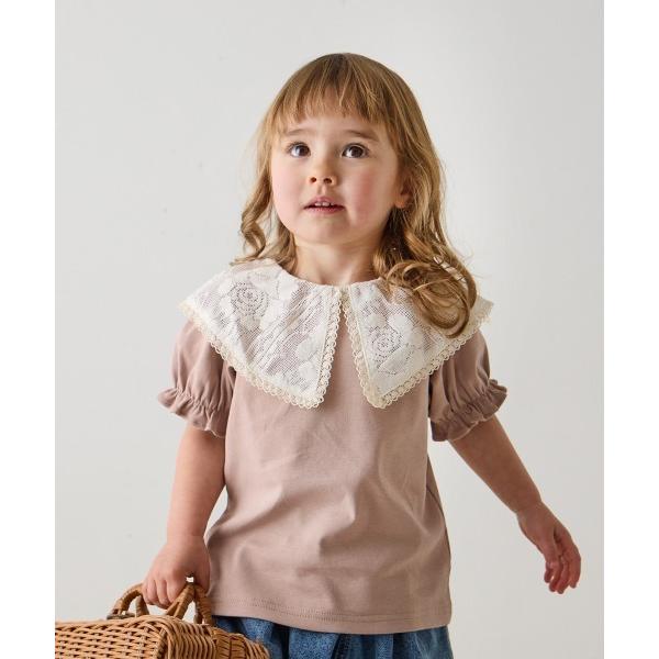 tシャツ レースビッグカラートップス キッズ 子供服 女の子