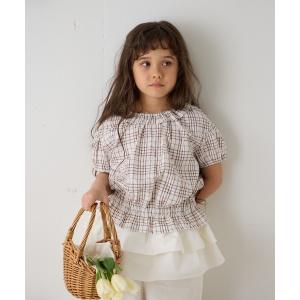ブラウス シャツ 「リンク」フリルカラーチェックブラウス キッズ 子供服 女の子
