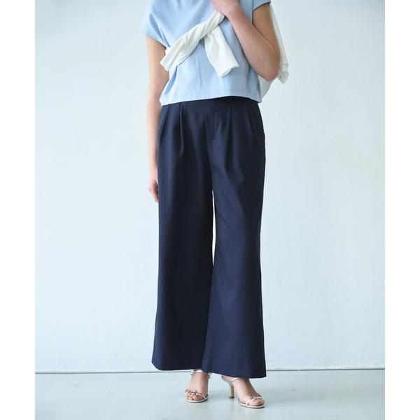 スラックス パンツ 「トリアセリネン」ドロストワイドパンツ レディース