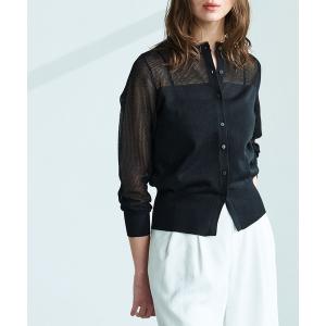 カーディガン メッシュニットカーディガン レディース