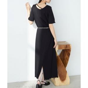 ワンピース 夏 半袖 「forksy.」ストラップネック リブメロー ロングワンピース / 接触冷感・UVカット