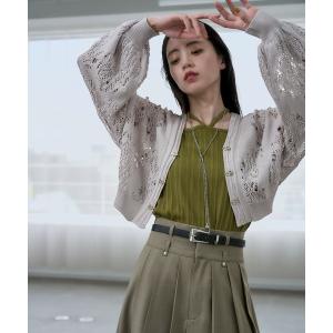 カーディガン スカシアミチャイナニットカーディガン(HARE) レディース