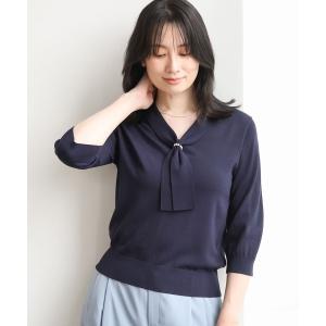 ニット セーター ボウタイデザイン六分袖ニット/接触冷感/洗える/WEB限定サイズあり レディース