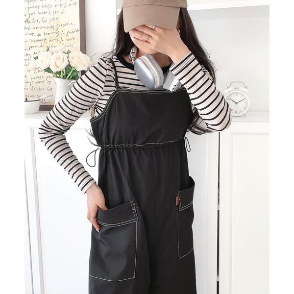 「Java」 オーバーオール MEDIUM ブラック レディース