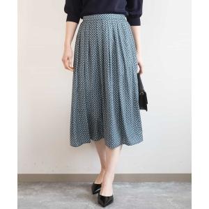 スカート ウエストタック格子柄フレアスカート/洗濯機で洗える/セットアップ可