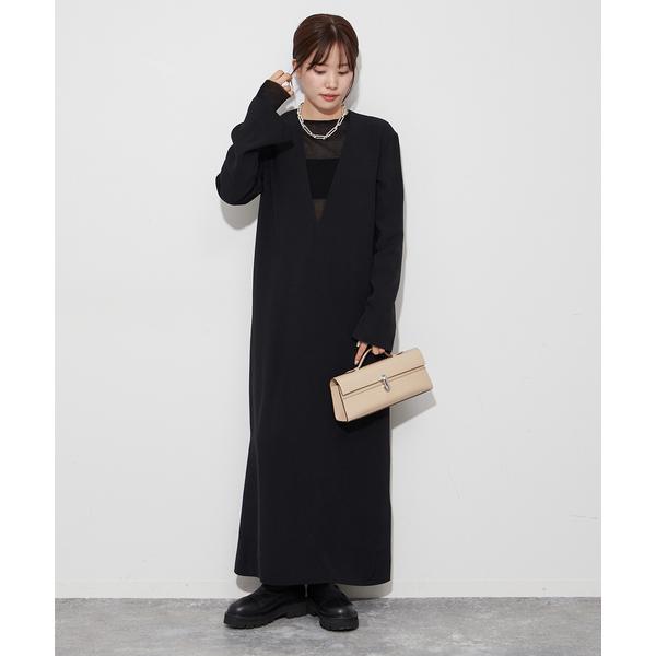 「Plage」 長袖ワンピース 36 ブラック レディース