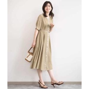 ワンピース ドット柄ウエストタックワンピース/洗濯機で洗える/WEB限定サイズあり