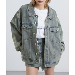 コート アウター ウォッシュ加工 オーバーサイズ デニム ジャケット レディース