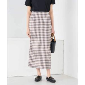 スカート 「洗濯機で洗える」ギンガムチェック柄ナロースカート