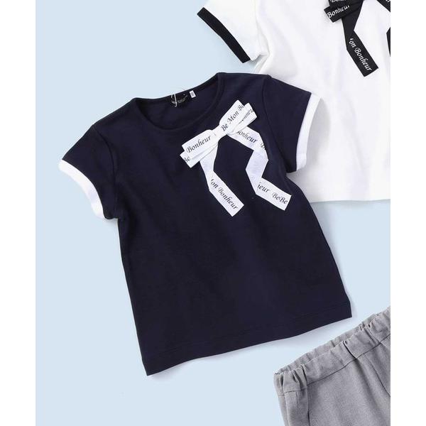 tシャツ グログランBIGリボンモチーフスムース半袖Tシャツ(80~160cm) キッズ 子供服 女...