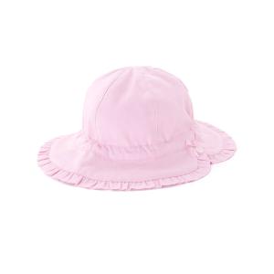 ベビー 「UVカット」「日本製」シャンブレーギャザーフリルリボンハットベビー(44~48cm)