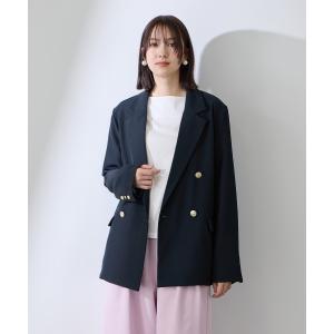 ジャケット テーラードジャケット ストレッチツイルダブルボタンテーラードジャケット レディース