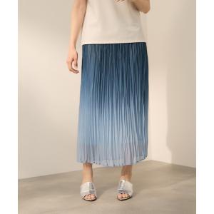 ロング スカート 夏 シフォングラデーションプリーツスカート