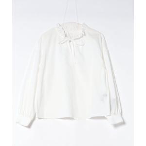 ブラウス シャツ ハイカウントタイプライターフリルネックブラウス レディース