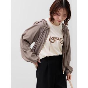 ブルゾン アウター ノーカラーギャザージップブルゾン レディース