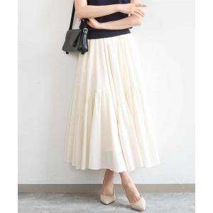 スカート コットンシフォンギャザースカート/洗える