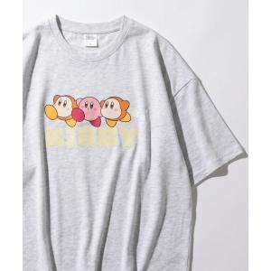 アロハシャツ tシャツ 半袖 2026SS Kirby’s Dream Land/星のカービィ オーバーサイズ キャラクター フロント/ブラックプリント 半袖Tシャツ レディース