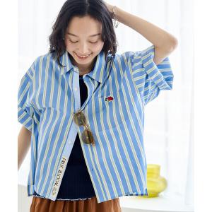 ブラウス シャツ FRUIT OF THE LOOM × FREAK'S STORE/フルーツオブザルーム 別注 マルチストライプ半袖ショートシャツ