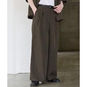スラックス 綿麻タッチ2タックワイドスラックス「セットアップ可能」 メンズ