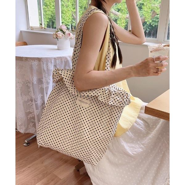 トートバッグ ドットフリルトートバッグ レディース