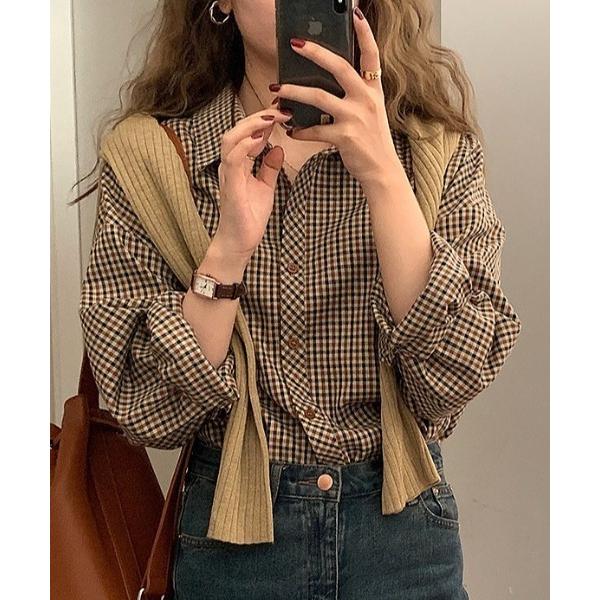 ブラウス シャツ RETRO CHECK LOOSE SHIRT レディース