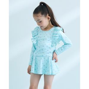 水着 「SWIM」「UVカット」花柄フリルラッシュガード・スカパンセット「子供服」「キッズ」「女の子」 キッズ 子供 女の子