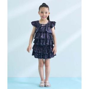 水着 「SWIM」「UVカット」ティアードトップス・ティアードスカートセパレート水着「子供服」「キッズ」「女の子」 キッズ 子供 女の子
