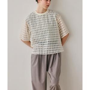 ブラウス シャツ 半袖 「KELEN / ケレン」シアーチェッククルーネックトップス レディース