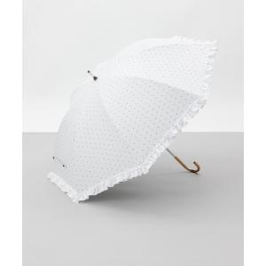 傘 「dazzlin(ダズリン)」ストライプ・ドットフリル晴雨兼用傘（長傘） レディース