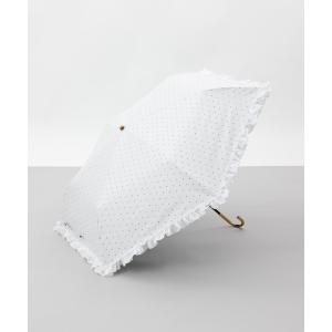 折りたたみ傘 「dazzlin(ダズリン)」ストライプ・ドットフリル晴雨兼用傘（折りたたみ傘） レディース