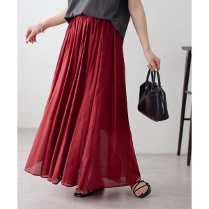 スカート シャイニーギャザーフレアスカート