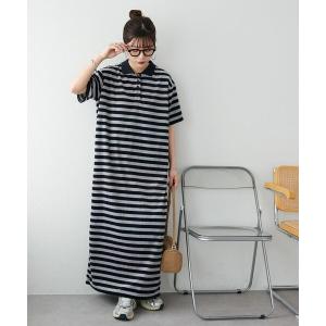 ワンピース 「WEB限定」衿付きボーダーポロワンピース