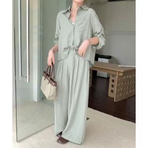 セットアップ リラックスシャツ×ワイドパンツ セットアップ レディース