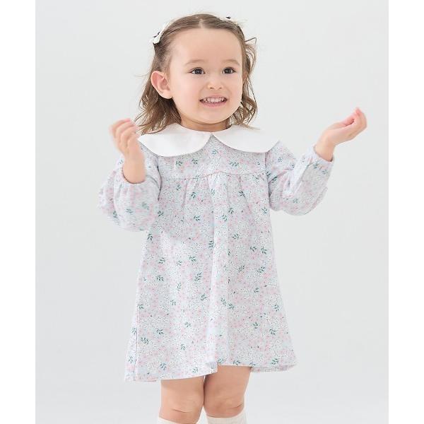 「moimoln」 「KIDS」長袖ワンピース 80cm ライトブルー キッズ