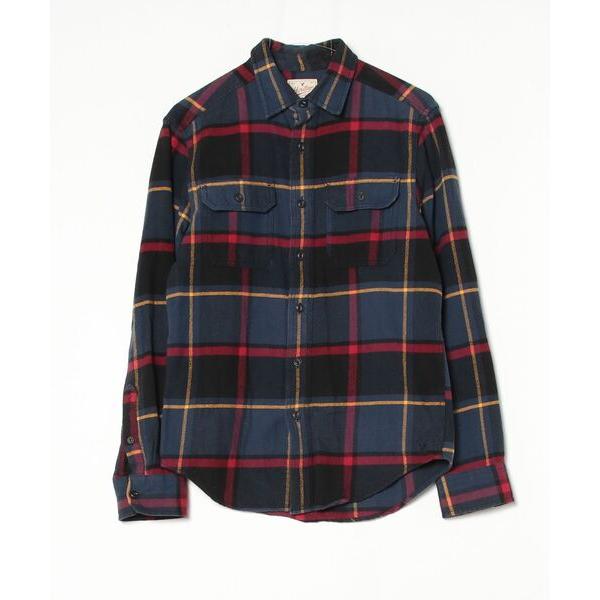「American Eagle」 チェック柄長袖シャツ S ネイビー メンズ