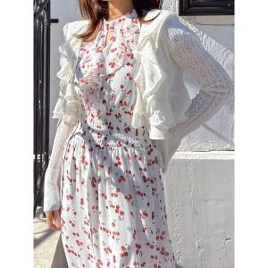 カーディガン ペプラムフリルリボンカーデ レディース