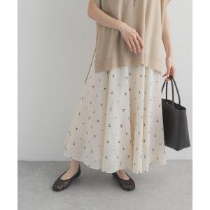 スカート 小柄ダマスクプリントフレアスカート