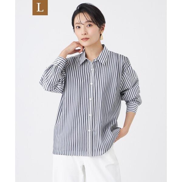 ブラウス シャツ 「L」「カタログ掲載・ウォッシャブル」レイヤードストライプシャツ レディース