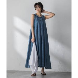 ワンピース ゆれるデニムノースリーブワンピース