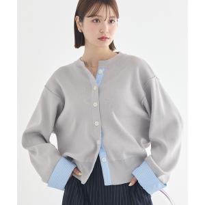 カーディガン フェイクレイヤードカーディガン レディース