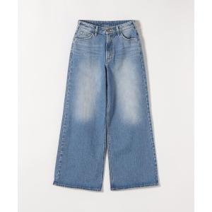 パンツ Lee:「洗濯機可能」デニム ワイド パンツ レディース