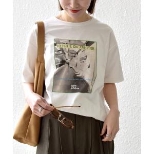 tシャツ 半袖 「SHIPS any別注」La Hutte:「洗濯機可能」デザイン ロゴ プリント TEE 26SS レディース