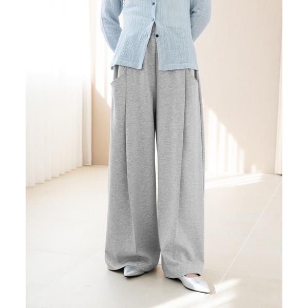 ワイドパンツ スウェットパンツ ジャージ ピンタック/ポンチスウェットワイドパンツ レディース