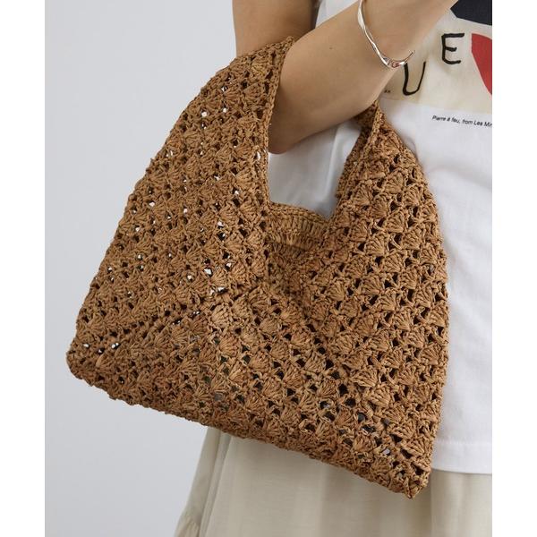 ハンドバッグ 「African Square（アフリカンスクエアー）」ラフィアバッグ平底パッチワーク...